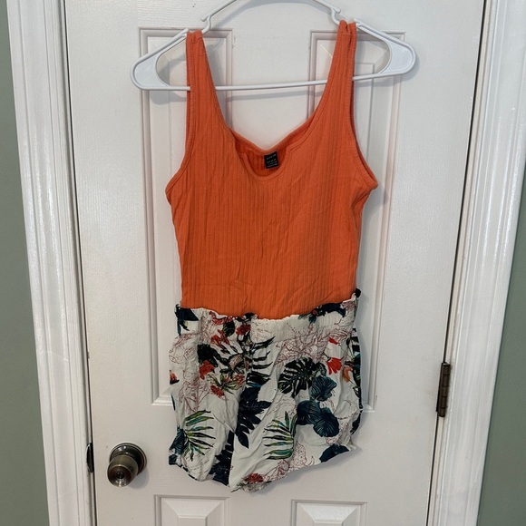 SHEIN Pants - SHEIN Orange and Floral Jumpsuit